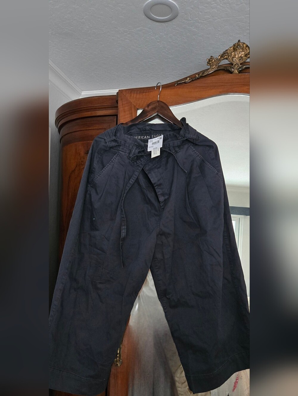 American Eagle Navy Blue Cropped Drawstring Pants
